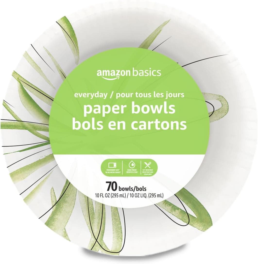 Amazon Basics Everyday Paper Bowls, 10 oz, 70 Count