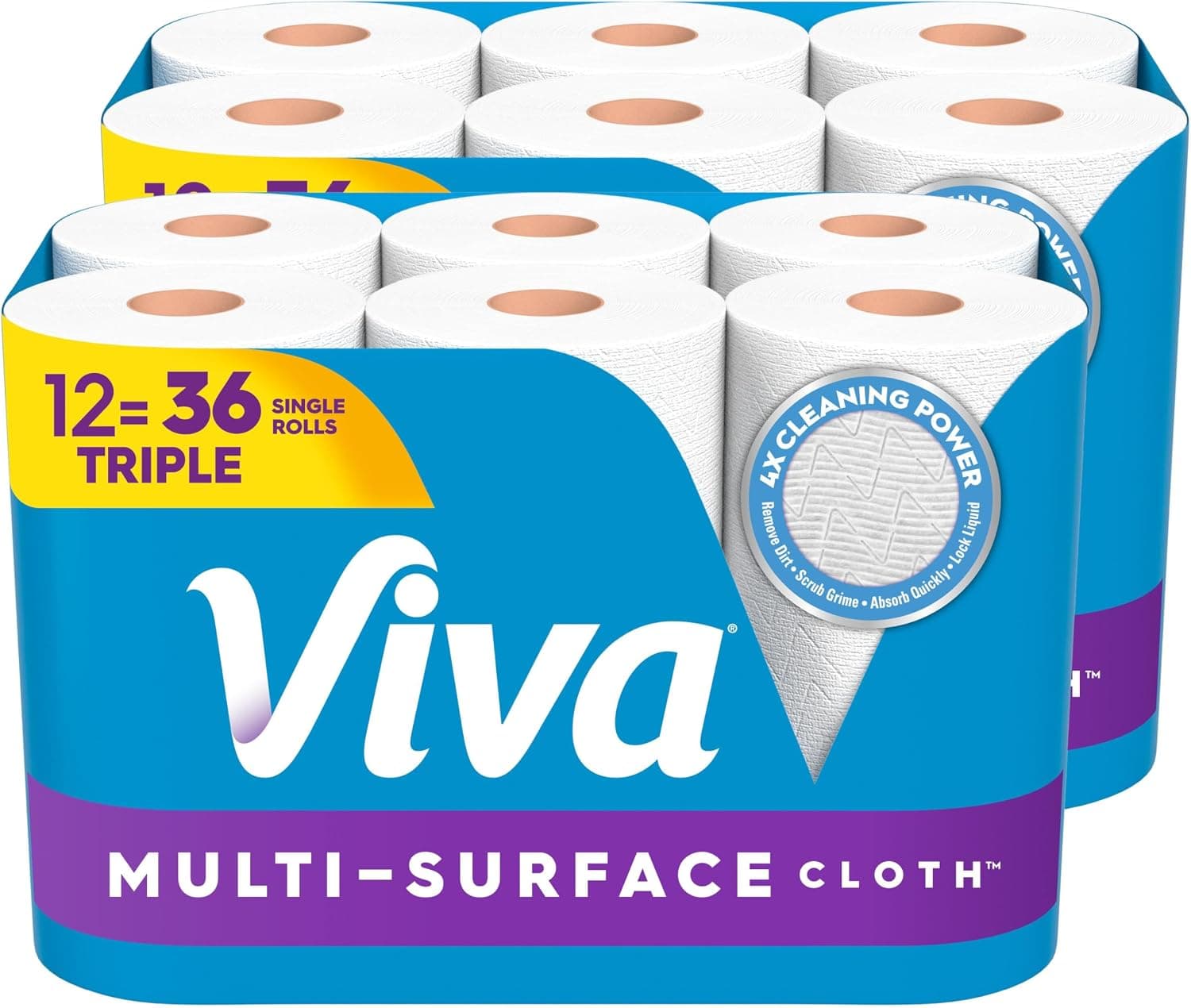 Viva Multi-Surface Cloth Paper Towels, Choose-A-Sheet Size, 12 Triple Rolls, 165 Sheets per Roll (Packaging May Vary)