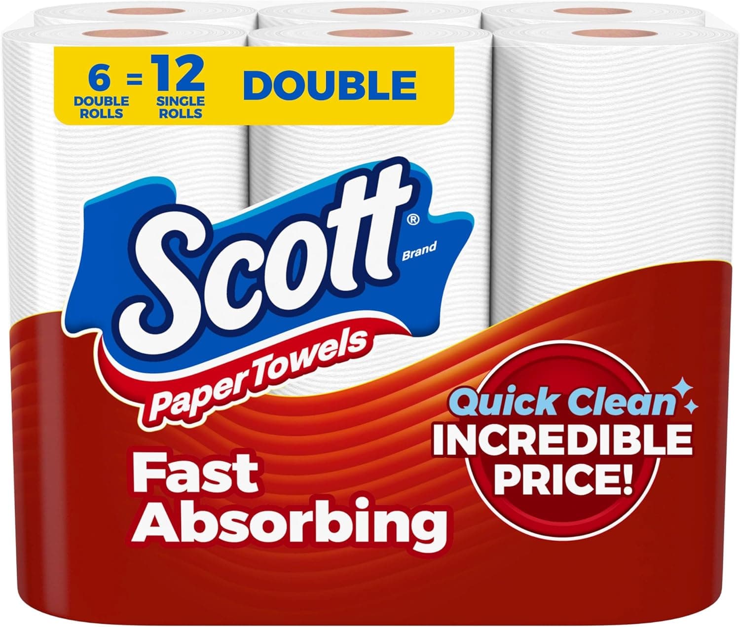 Scott Paper Towels, Choose-A-Sheet, 6 Double Rolls (108 Sheets Per Roll)